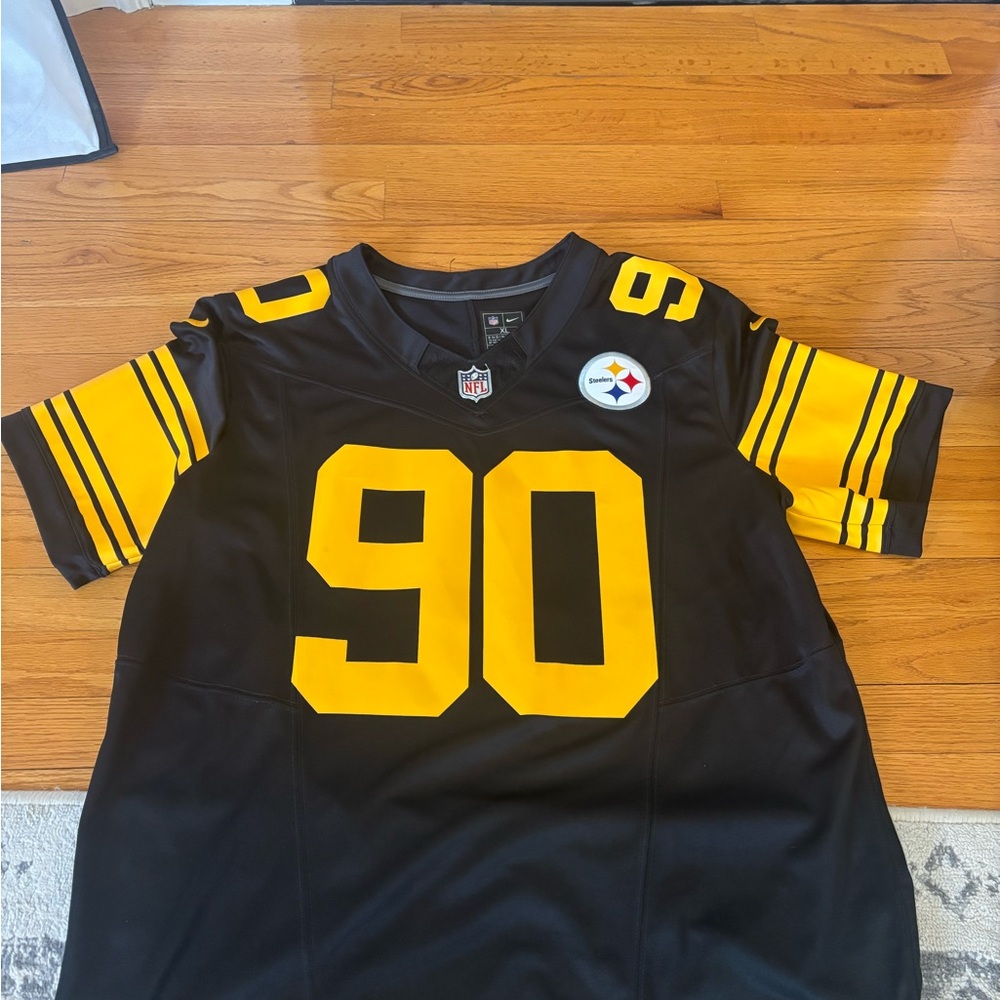 NFL Pittsburgh Steelers Black and Gold #90 Jersey